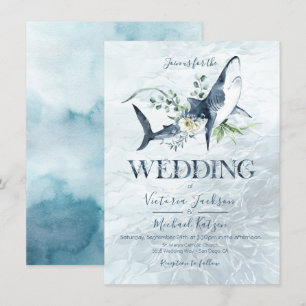 Tropical Ocean Shark Wedding invitations
