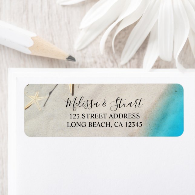 Tropical ocean starfish summer beach Wedding Label (Insitu)