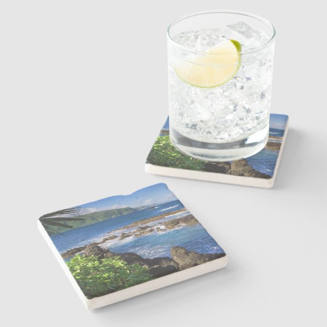 Tropical Ocean Stone Coaster (Side)