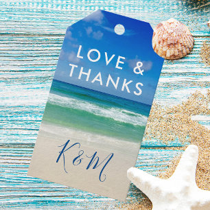 Tropical Ocean Waves Love & Thanks Beach Wedding Gift Tags