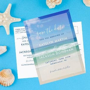 Tropical Ocean Waves Photo Beach Save the Date Postcard