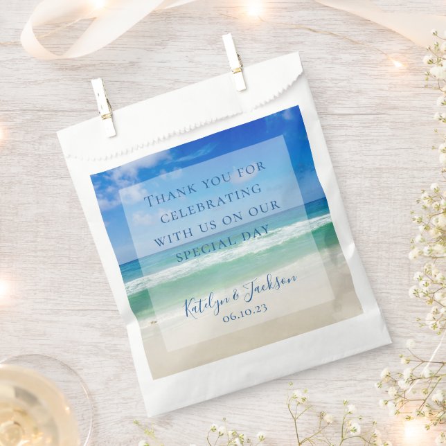 Tropical Ocean Waves Photography Beach Wedding Favour Bag (Clipped)