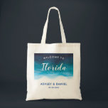 Tropical Ocean Waves Wedding Welcome Bag, Blue Tote Bag<br><div class="desc">Your wedding guests will love finding these welcome bags,  filled with local treats,  when they check into their hotel. They are perfect for a beach or tropical wedding.</div>