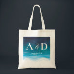 Tropical Ocean Waves Wedding Welcome Bag, Initials Tote Bag<br><div class="desc">Your wedding guests will love finding these welcome bags,  filled with local treats,  when they check into their hotel. They are perfect for a beach or tropical wedding.</div>