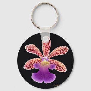 Tropical Oerstedella Orchid Flower Keychain