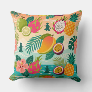 Tropical Okinawa Tutti Frutti Throw Pillow