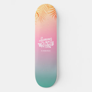 Tropical Ombre Summer Vibes Custom Name Skateboard