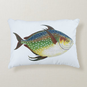 Tropical Opah Fish, Vintage Marine Aquatic Animal Accent Pillow