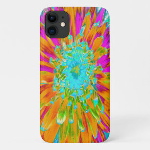 Tropical Orange and Hot Pink Decorative Dahlia iPhone 11 Case