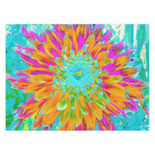 Tropical Orange and Hot Pink Decorative Dahlia Tablecloth