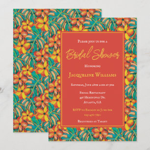 Tropical Orange and Yellow Floral Bridal Shower Invitation