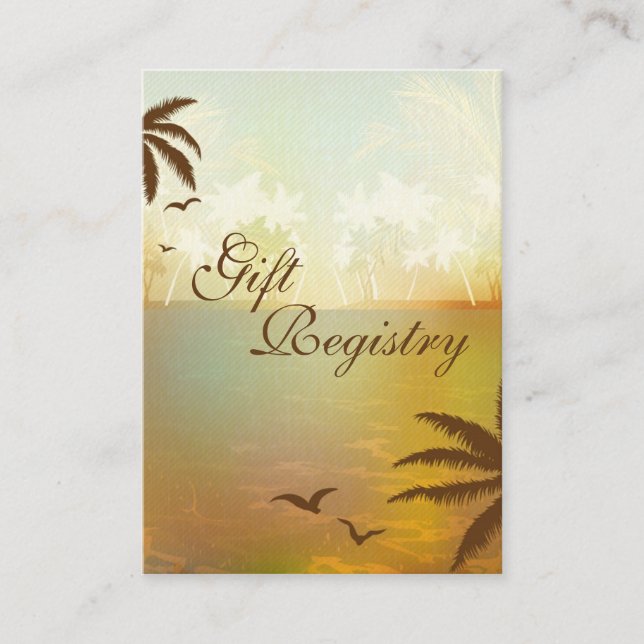 Tropical Orange Beach Gift Registry Cards (Front)