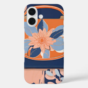 Tropical Orange Blue AI art iPhone 16 Case