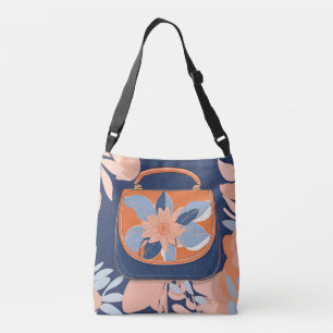 Tropical Orange Blue Purse AI art  Crossbody Bag
