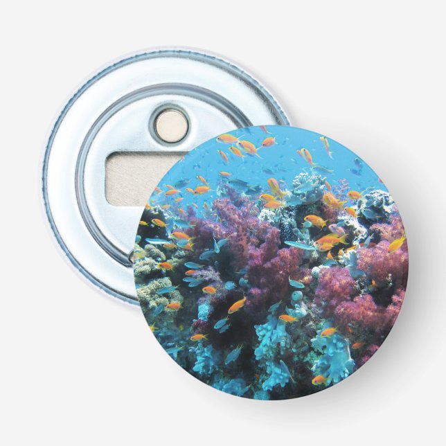 Tropical Orange Fish and Pink Coral Bottle Opener (Front)