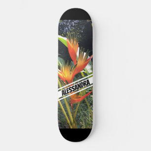 Tropical Orange Flower Skateboard