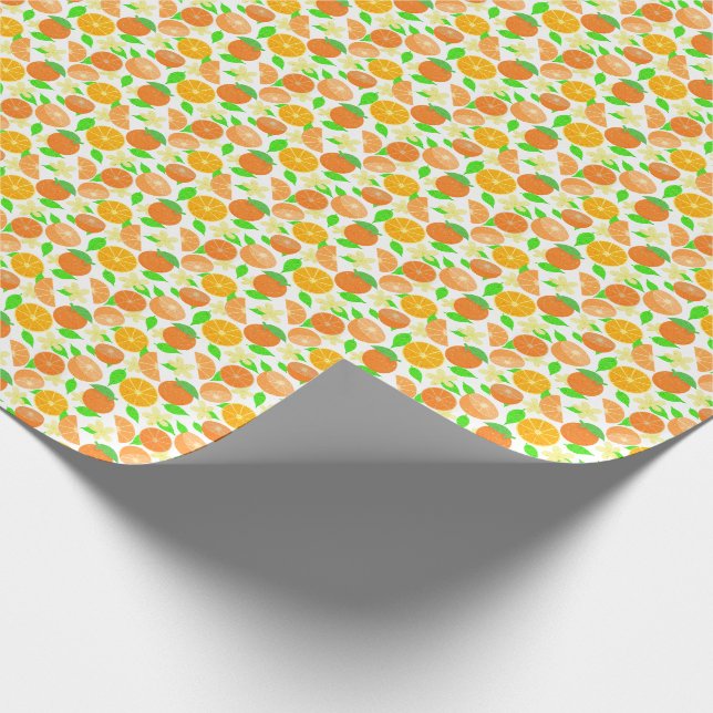 Tropical orange fruit pattern personalize wrapping paper (Corner)