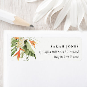 Tropical Orange Green Leafy Botanical Address