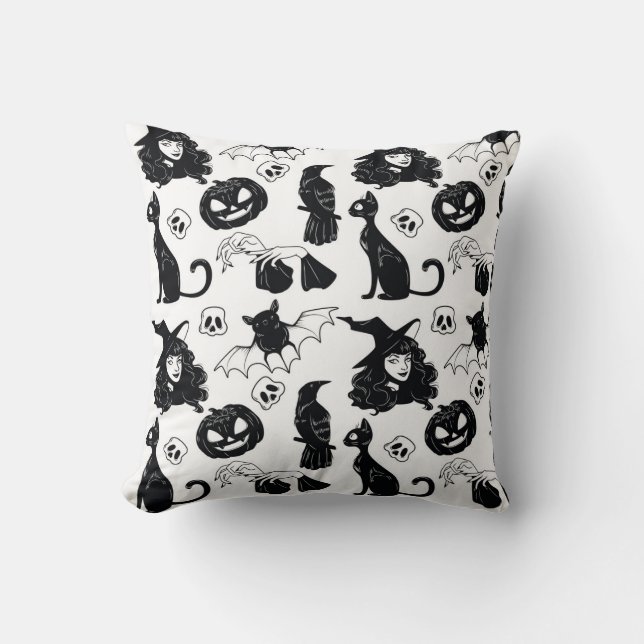 Tropical Orange Grey: Vintage Pattern Throw Pillow (Front)
