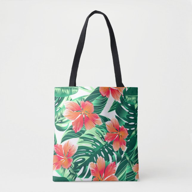 Tropical orange hibiscus tote bag (Front)