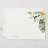 Tropical Orange Leafy Botanical Watercolor Card (Front)