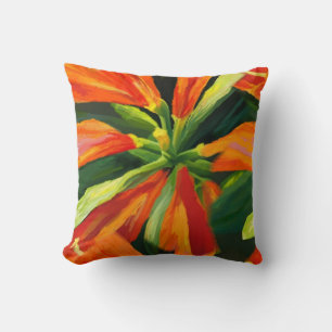 Tropical. Orange Lily reversible throw pillow
