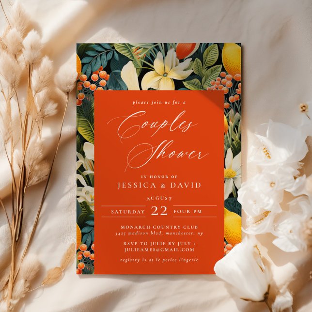 Tropical Orange Paradise Couple's Shower Invitation (Creator Uploaded)