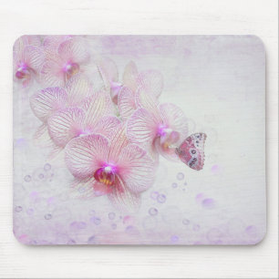 Tropical Orchid and Butterfly Mouse Pad