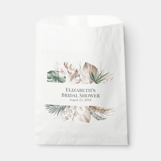 Tropical Orchid and Monstera Bridal Shower Favour Bag (Front)