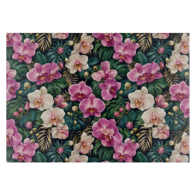 Tropical Orchid Botanical Elegance Cutting Board (Front)