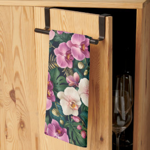 Tropical Orchid Botanical Elegance Kitchen Towel