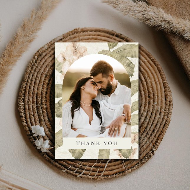 Tropical Orchid Botanical Wedding Photo Thank You  (Creator Uploaded)