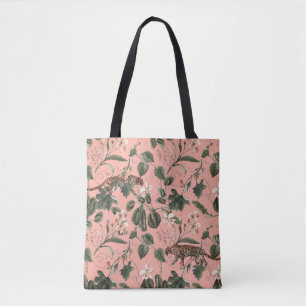 Tropical orchid, butterflies: exotic watercolor. tote bag