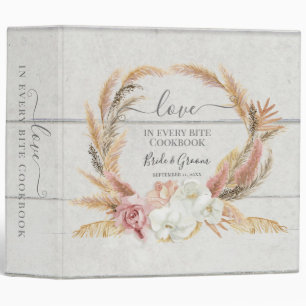 Tropical Orchid Floral Palm Leaf Pampas Cookbook Binder