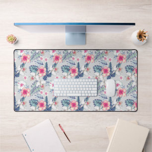 Tropical Orchid Floral Pattern Desk Mat