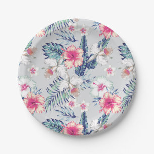 Tropical Orchid Floral Pattern Paper Plate