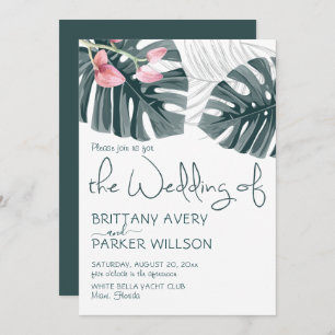 Tropical Orchid Floral Wedding Invitation