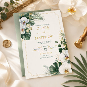 Tropical Orchid Luxury Wedding Invitation