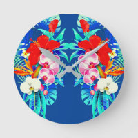 Tropical orchid monster palm Hawaiian floral blue