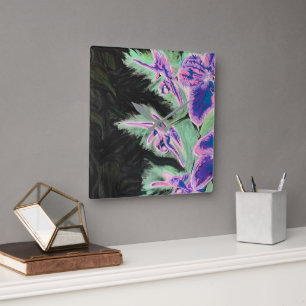 'Tropical Orchid' Painting on a  Square Wall Clock