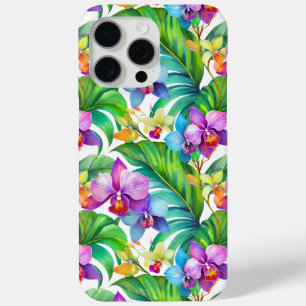 Tropical orchid pattern iPhone 15 pro max case
