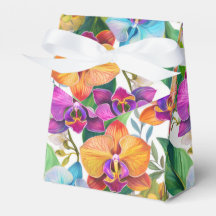 Tropical orchid pattern favour boxes