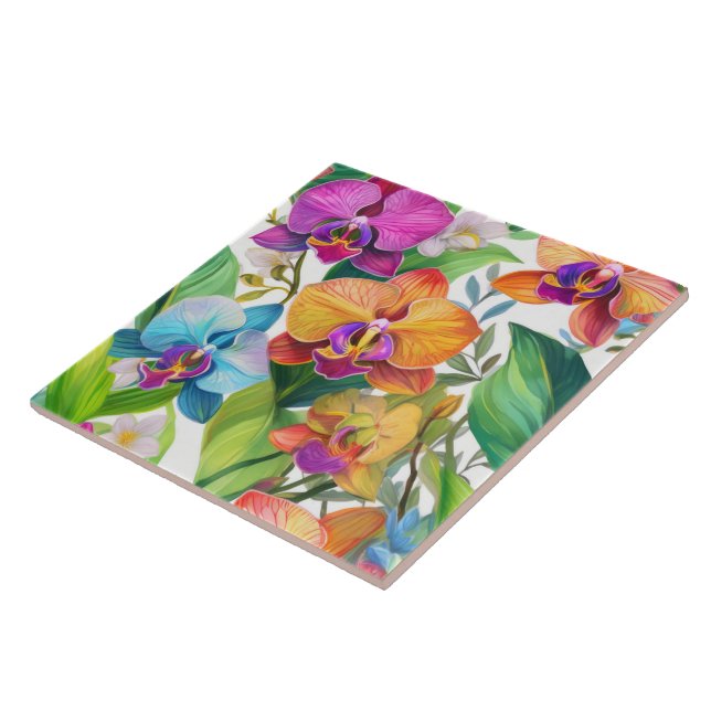 Tropical orchid pattern seamless tile (Side)