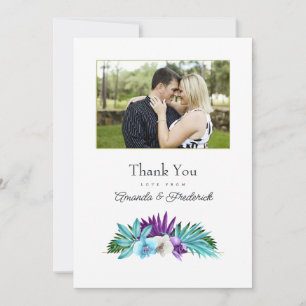 Tropical Orchid Wedding Photo Thank You Card