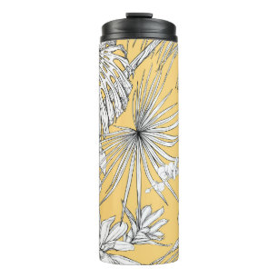 Tropical Orchids: Engraving Vintage Pattern Thermal Tumbler