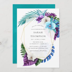 Tropical Orchids Geometric Bridal Shower Invitation