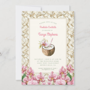 Tropical Orchids with Pina Colada   Pool Party  Invitation