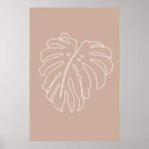 Tropical outline drawing. Monstera leaf