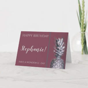 Tropical Painted Pineapple Personalized Birthday Card