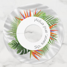Tropical Palm and Leaf Wine Glass Tags with Vibran